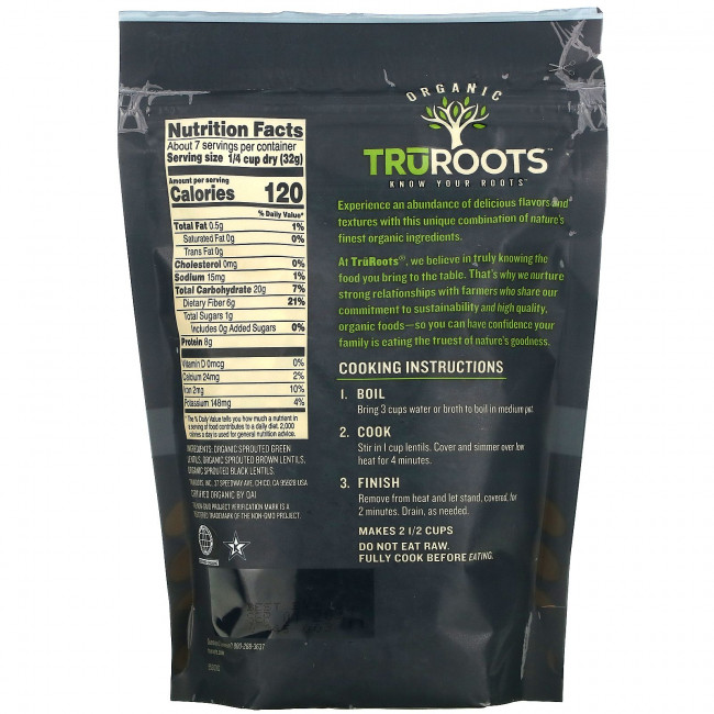 TruRoots, Organic, смесь проросшей чечевицы, 227 г (8 унций) TruRoots, Organic, смесь проросшей чечевицы, 227 г (8 унций)