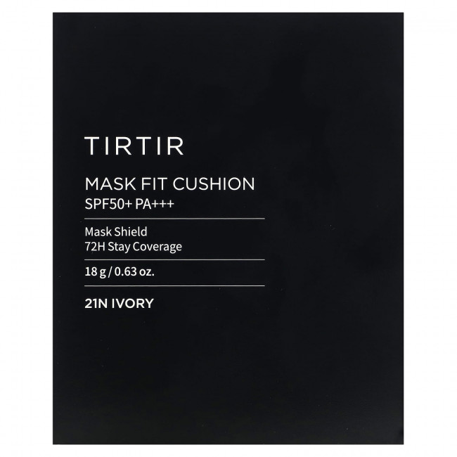 TIRTIR, Mask Fit Cushion, SPF50 + PA +++, 21N слоновая кость, 18 г (0,63 унции) TIRTIR, Mask Fit Cushion, SPF50 + PA +++, 21N слоновая кость, 18 г (0,63 унции)