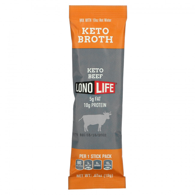Lonolife, Keto Broth, говядина, 4 пакетика, 76 г (2,68 унции) Lonolife, Keto Broth, говядина, 4 пакетика, 76 г (2,68 унции)