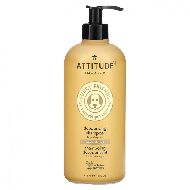 ATTITUDE, Furry Friends, Natural Pet Care, дезодорирующий шампунь, лаванда, 473 мл (16 жидк. Унций)