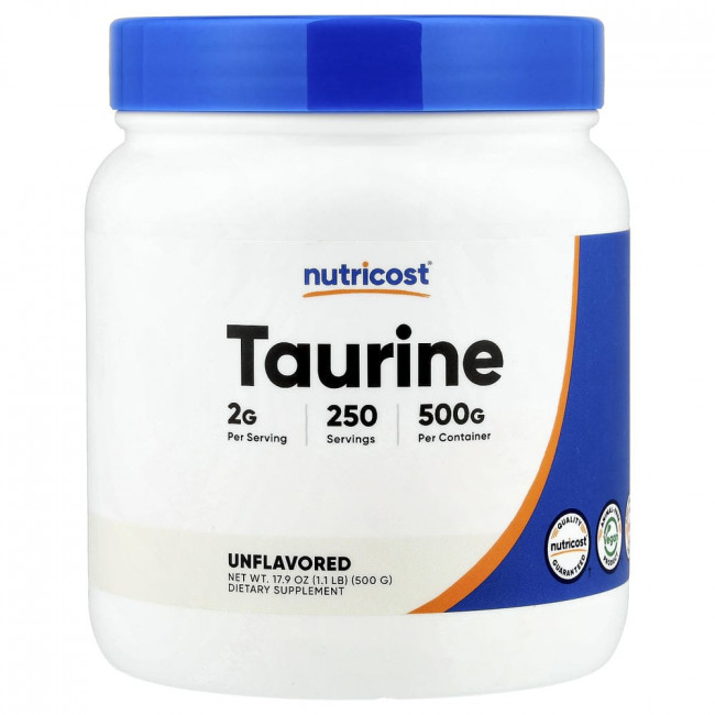 Nutricost, таурин, без вкусовых добавок, 500 г (17,9 унций)