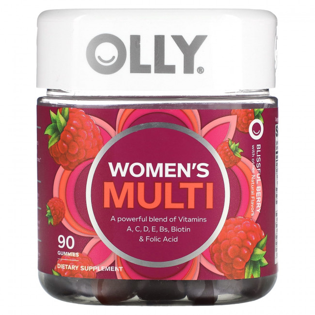 OLLY, Мультивитамины для женщин, блаженные ягоды, 90 жевательных таблеток OLLY, Мультивитамины для женщин, блаженные ягоды, 90 жевательных таблеток