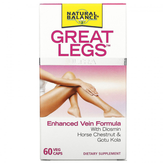 Natural Balance, Great Legs Ultra, Улучшенная формула для вен, 60 вегетарианских капсул Natural Balance, Great Legs Ultra, Улучшенная формула для вен, 60 вегетарианских капсул