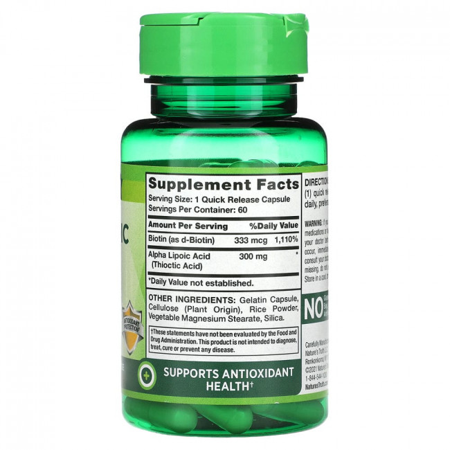 Nature's Truth, Vitamins, Alpha Lipoic Acid, 300 mg, 60 Quick Release Capsules