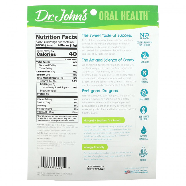 Dr. John's Healthy Sweets, Здоровье полости рта, капли от сухости во рту, + ксилитол, апельсин, без сахара, 24 конфеты в индивидуальной упаковке. 109 г (3,85 унции) Dr. John's Healthy Sweets, Здоровье полости рта, капли от сухости во рту, + ксилитол, апельсин, без сахара, 24 конфеты в индивидуальной упаковке. 109 г (3,85 унции)