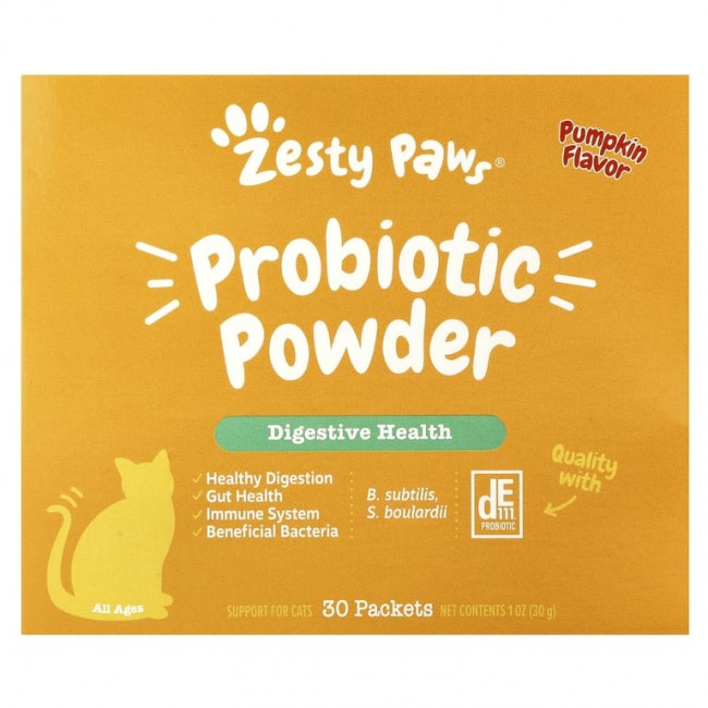 Zesty Paws, Пребиотический порошок, для кошек, для всех возрастов, с тыквой, 30 пакетиков, 30 г (1 унция) Zesty Paws, Пребиотический порошок, для кошек, для всех возрастов, с тыквой, 30 пакетиков, 30 г (1 унция)