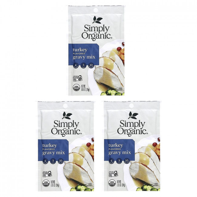 Simply Organic, Turkey Gravy Mix, 3 Pack 0.85 oz (24 g) Each