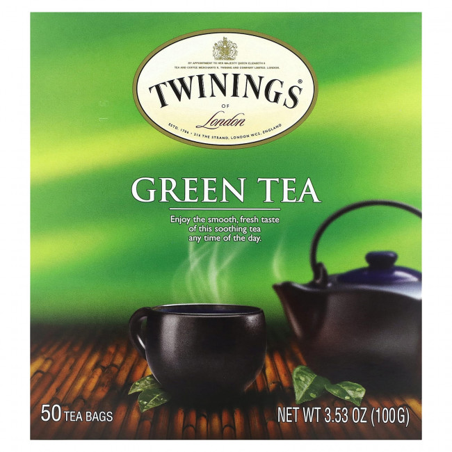 Twinings, Зеленый чай, 50 чайных пакетиков, 100 г (3,53 унции) Twinings, Зеленый чай, 50 чайных пакетиков, 100 г (3,53 унции)