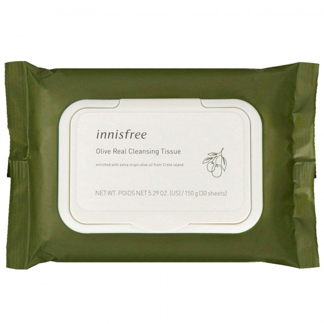 Innisfree, Очищающие салфетки с оливковым маслом, 30 шт.