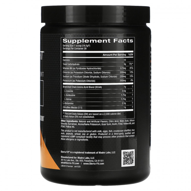Sierra Fit, аминокислоты с разветвленными цепями (BCAA) и электролиты, 7 г BCAA, со вкусом манго, 435 г (15,34 унции) Sierra Fit, аминокислоты с разветвленными цепями (BCAA) и электролиты, 7 г BCAA, со вкусом манго, 435 г (15,34 унции)