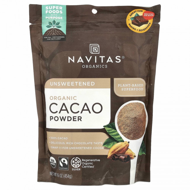 Navitas Organics, Органический какао-порошок, 454 г (16 унций) Navitas Organics, Органический какао-порошок, 454 г (16 унций)