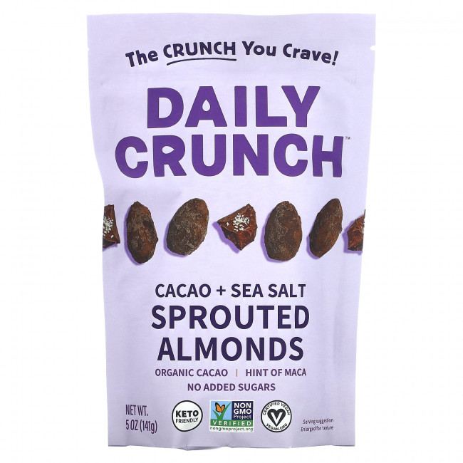 Daily Crunch, Проросший миндаль, какао и морская соль, 141 г (5 унций) Daily Crunch, Проросший миндаль, какао и морская соль, 141 г (5 унций)