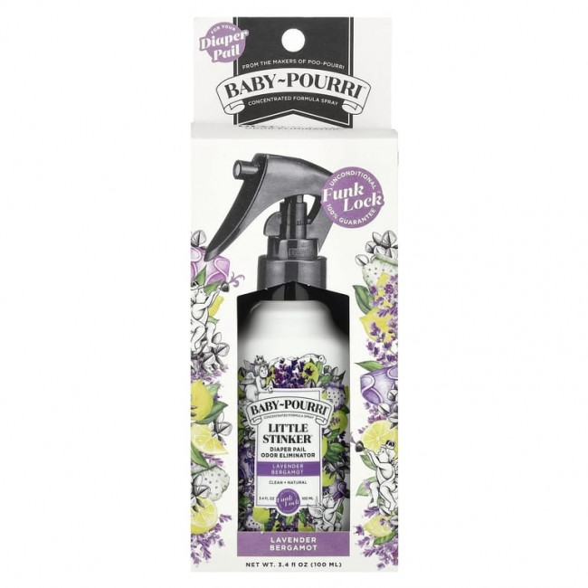 Poo-Pourri, Baby-Pourri ™, Little Stinker ™, средство для устранения запаха из ведра, лаванда и бергамот, 100 мл (3,4 жидк. Унции) Poo-Pourri, Baby-Pourri ™, Little Stinker ™, средство для устранения запаха из ведра, лаванда и бергамот, 100 мл (3,4 жидк. Унции)