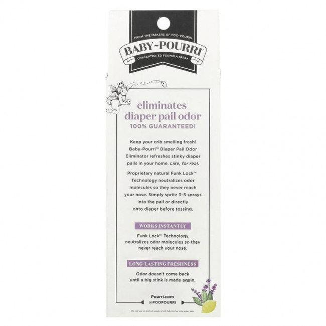 Poo-Pourri, Baby-Pourri ™, Little Stinker ™, средство для устранения запаха из ведра, лаванда и бергамот, 100 мл (3,4 жидк. Унции) Poo-Pourri, Baby-Pourri ™, Little Stinker ™, средство для устранения запаха из ведра, лаванда и бергамот, 100 мл (3,4 жидк. Унции)