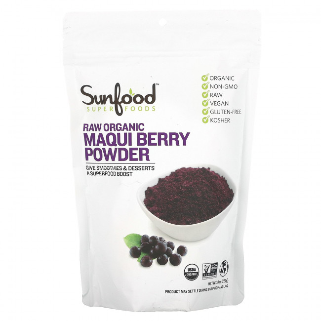 Sunfood, Superfoods, порошок из необработанных органических ягод маки, 227 г (8 унций) Sunfood, Superfoods, порошок из необработанных органических ягод маки, 227 г (8 унций)