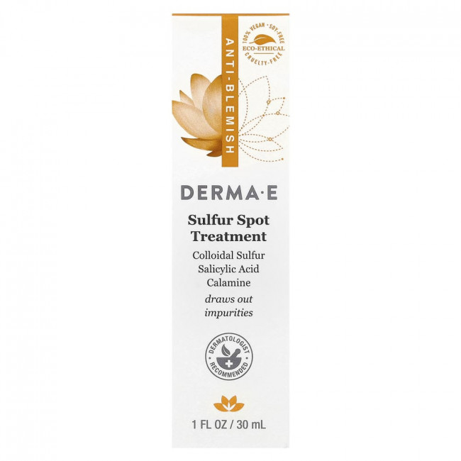 DERMA E, Средство для точечного лечения прыщей с серой, 30 мл (1 жидкая унция)