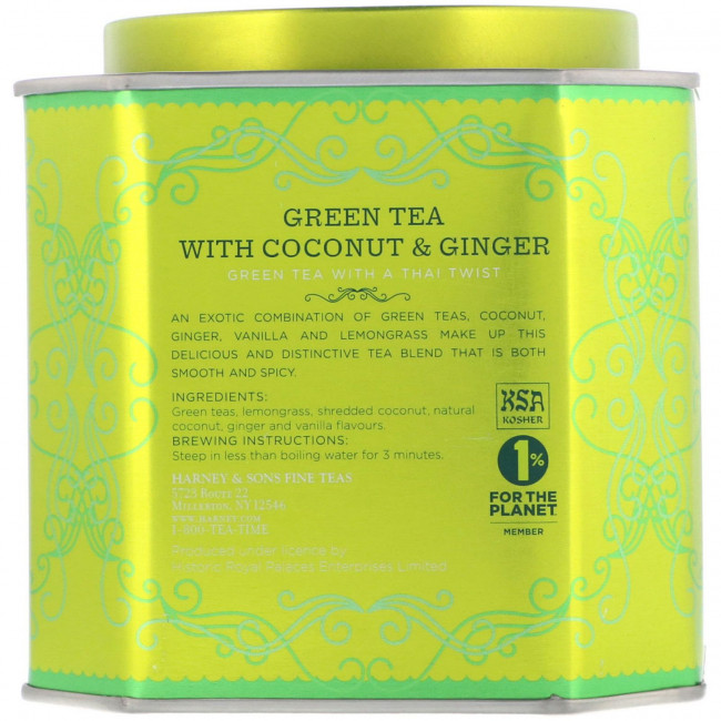 Harney & Sons, зеленый чай с кокосом, имбирем и ванилью, 30 пакетиков, 75 г (2,67 унции) Harney & Sons, зеленый чай с кокосом, имбирем и ванилью, 30 пакетиков, 75 г (2,67 унции)