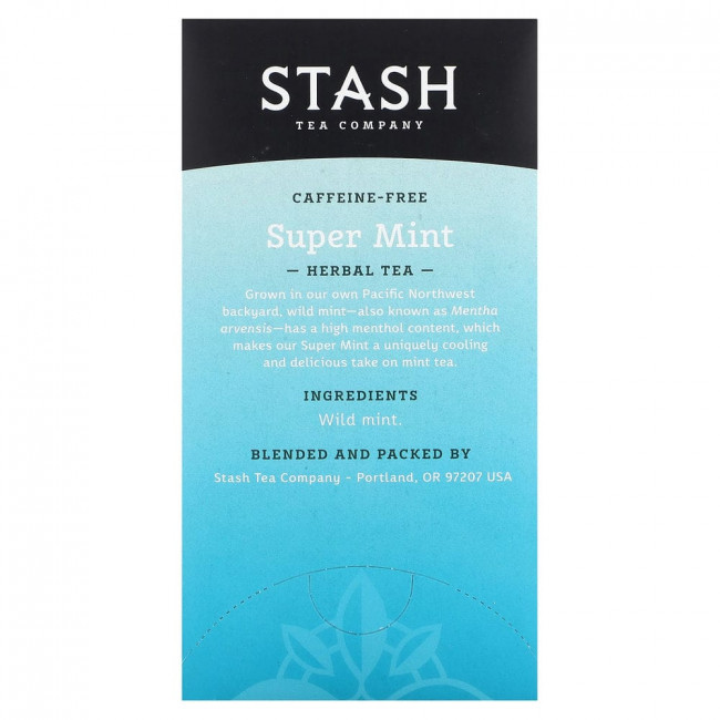 Stash Tea, Herbal Tea, Super Mint, без кофеина, 18 чайных пакетиков, 18 г (0,6 унции)
