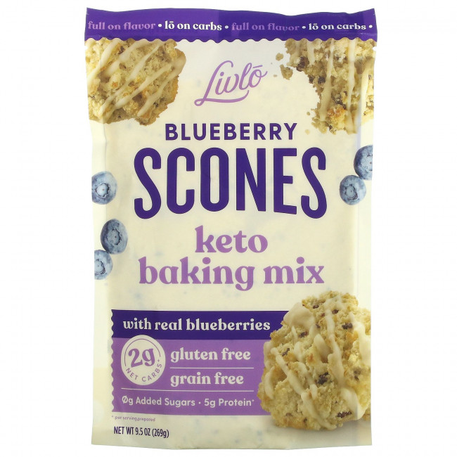 Livlo, Blueberry Scones, смесь для кето-выпечки с настоящей голубикой, 269 г (9,5 унции) Livlo, Blueberry Scones, смесь для кето-выпечки с настоящей голубикой, 269 г (9,5 унции)