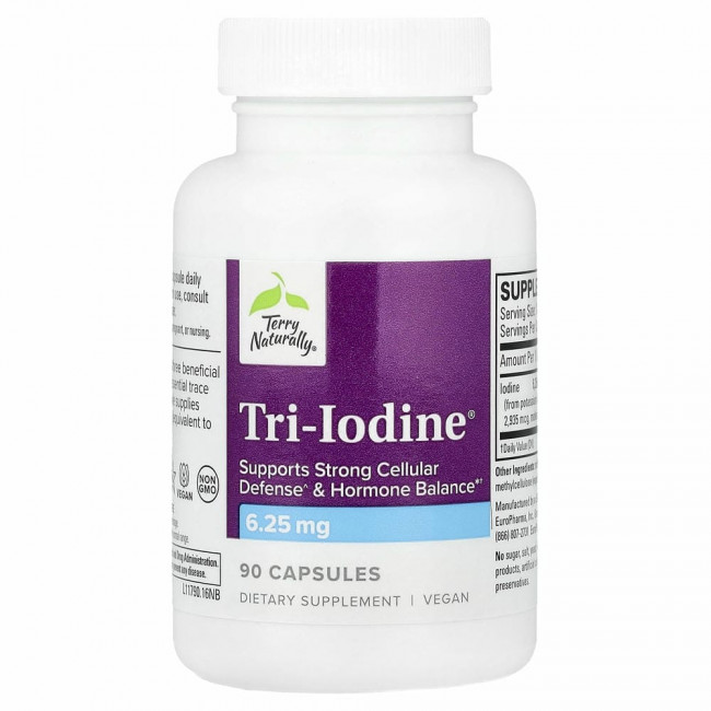 Terry Naturally, Tri-Iodine, 6,25 мг, 90 капсул