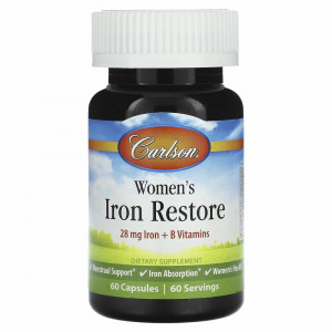 Carlson, Womens Iron Restore, 28 mg Iron + B Vitamins, 60 Capsules Carlson, Womens Iron Restore, 28 mg Iron + B Vitamins, 60 Capsules