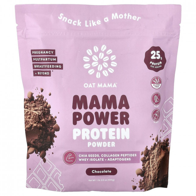 Протеиновый порошок Oat Mama, Mama Power, шоколадный, 1 фунт 3,6 унции (555 г)