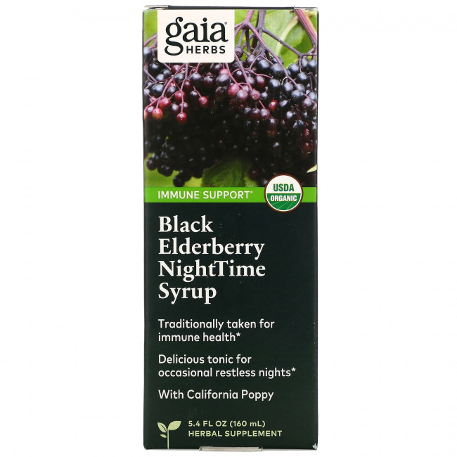 Gaia Herbs, сироп из черной бузины для приема перед сном, 160 мл (5,4 жидк. унции) Gaia Herbs, сироп из черной бузины для приема перед сном, 160 мл (5,4 жидк. унции)
