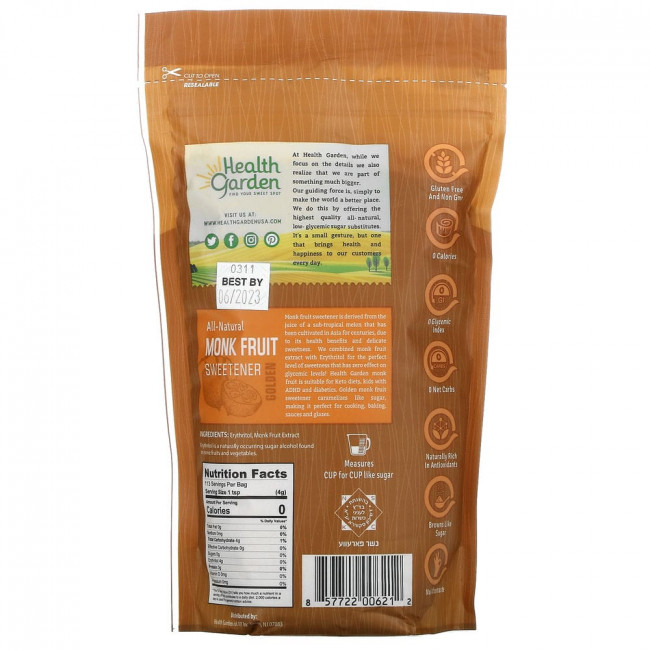 Health Garden, Натуральный подсластитель из архата, золотой, 453 г (16 унций) Health Garden, Натуральный подсластитель из архата, золотой, 453 г (16 унций)