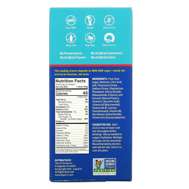 Liquid I.V., Hydration Multiplier, смесь для приготовления напитка с электролитом, клубника, 10 отдельных пакетиков по 16 г (0,56 унции) Liquid I.V., Hydration Multiplier, смесь для приготовления напитка с электролитом, клубника, 10 отдельных пакетиков по 16 г (0,56 унции)