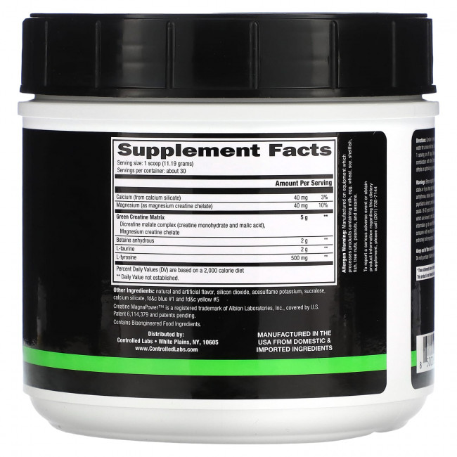 Controlled Labs, Green Magnitude, Creatine Matrix Volumizer, сочный арбуз, 336 г (11,8 унции) Controlled Labs, Green Magnitude, Creatine Matrix Volumizer, сочный арбуз, 336 г (11,8 унции)