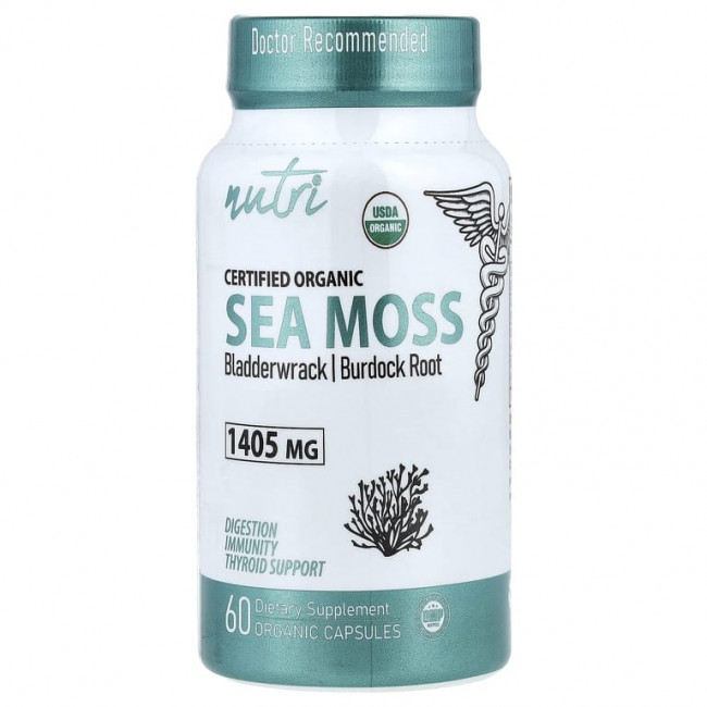 Nutri, органический морской мох, 60 органических капсул Nutri, органический морской мох, 60 органических капсул