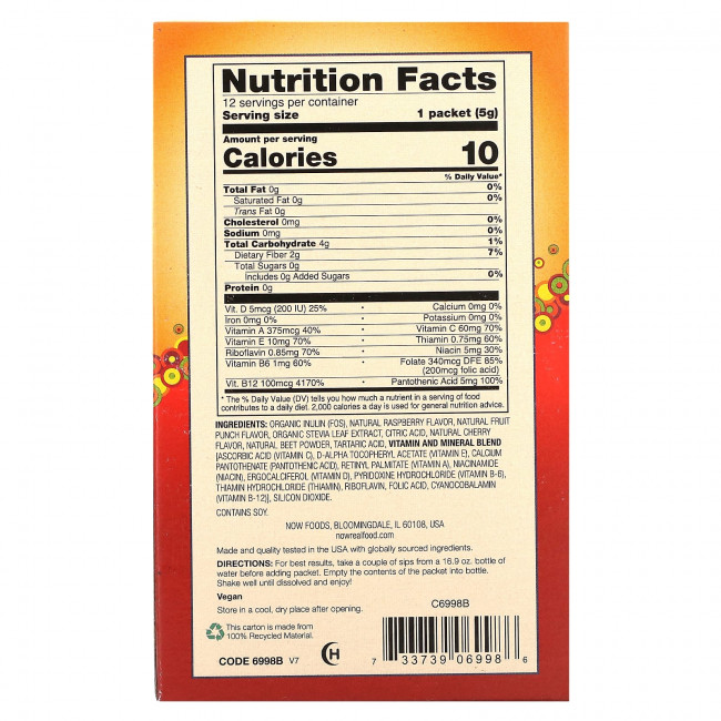 NOW Foods, Slender Sticks, тропический пунш, 12 палочек по 5 г (0,18 унции) NOW Foods, Slender Sticks, тропический пунш, 12 палочек по 5 г (0,18 унции)