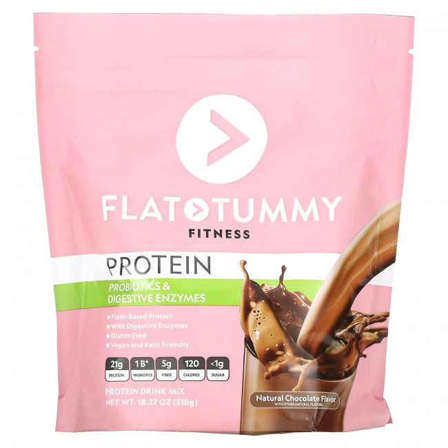 Flat Tummy, Fitness, смесь для протеиновых напитков, пробиотики и пищеварительные ферменты, натуральный шоколад, 518 г (18,27 унции) Flat Tummy, Fitness, смесь для протеиновых напитков, пробиотики и пищеварительные ферменты, натуральный шоколад, 518 г (18,27 унции)