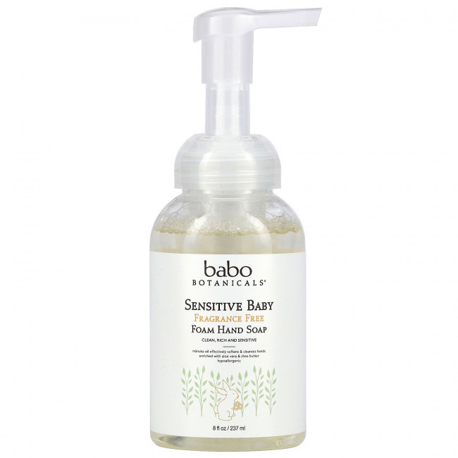 Babo Botanicals, Мыло для рук Sensitive Baby Foam, без отдушек, 8 жидких унций (237 мл) Babo Botanicals, Мыло для рук Sensitive Baby Foam, без отдушек, 8 жидких унций (237 мл)