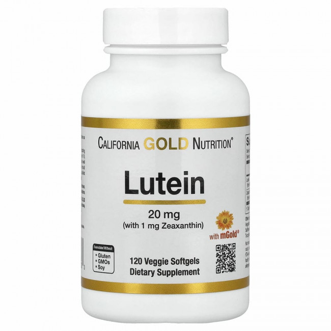 California Gold Nutrition, лютеин с зеаксантином, 20 мг, 120 растительных мягких таблеток California Gold Nutrition, лютеин с зеаксантином, 20 мг, 120 растительных мягких таблеток
