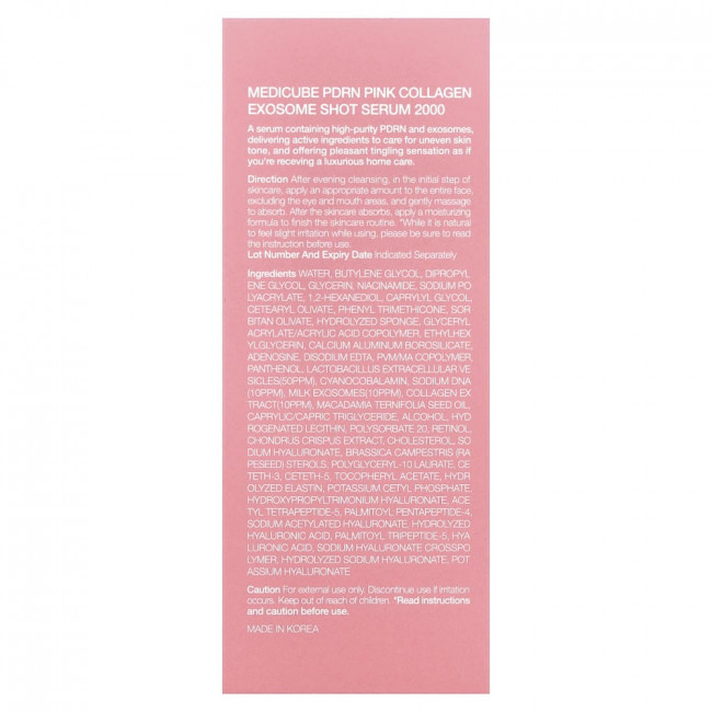 Medicube, PDRN Pink Collagen Exosome Shot Serum 2000, 1.01 fl oz (30 ml)