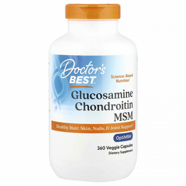 Doctor's Best, глюкозамин, хондроитин и МСМ с OptiMSM, 360 вегетарианских капсул Doctor's Best, глюкозамин, хондроитин и МСМ с OptiMSM, 360 вегетарианских капсул