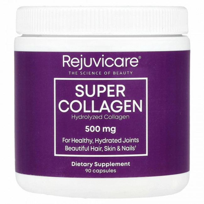 Rejuvicare, Super Collagen, гидролизат коллагена, 500 мг, 90 капсул Rejuvicare, Super Collagen, гидролизат коллагена, 500 мг, 90 капсул