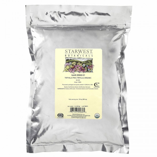 Starwest Botanicals, органическая смесь порошка трифалы, 453,6 г (1 фунт) Starwest Botanicals, органическая смесь порошка трифалы, 453,6 г (1 фунт)