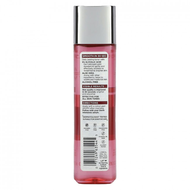 L'Oréal, Revitalift Derm Intensives, пилинг-тоник с 5% чистой гликолевой кислотой, без отдушек, 180 мл (6 жидк. Унций)