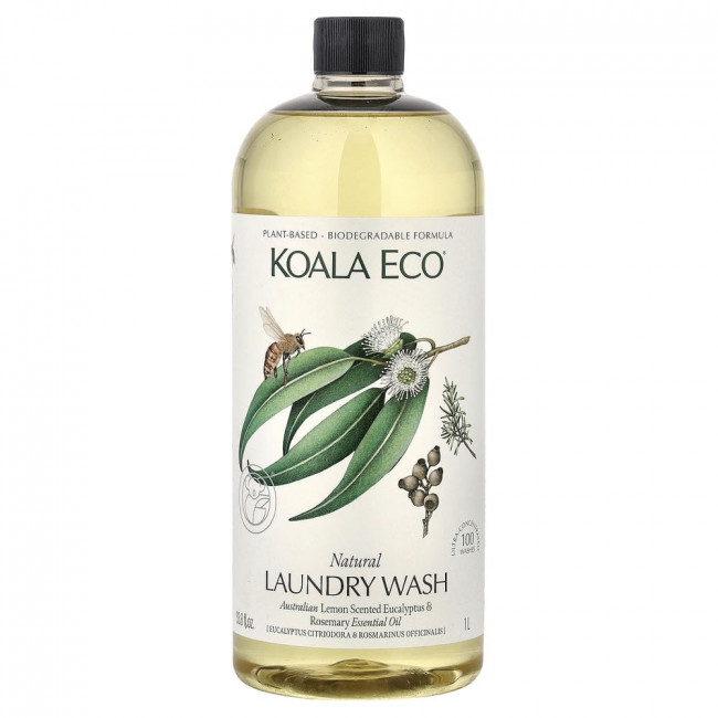 Koala Eco, натуральное средство для стирки белья, эфирные масла эвкалипта и розмарина с ароматом австралийского лимона, 1 л (33,8 жидких унций) Koala Eco, натуральное средство для стирки белья, эфирные масла эвкалипта и розмарина с ароматом австралийского лимона, 1 л (33,8 жидких унций)