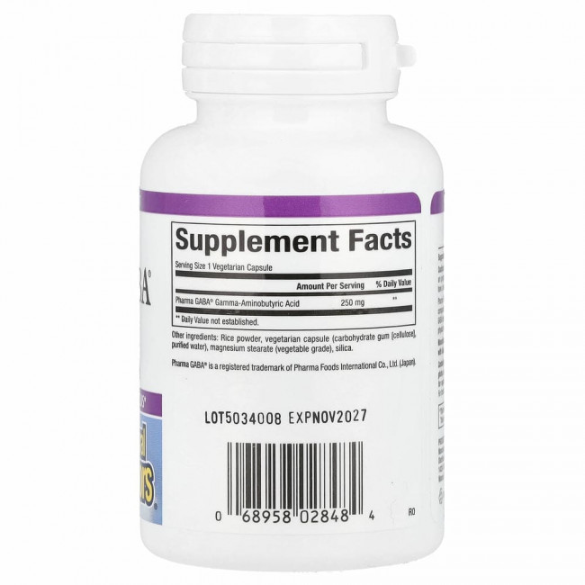 Natural Factors, Stress-Relax, Pharma GABA, 250 мг, 60 вегетарианских капсул Natural Factors, Stress-Relax, Pharma GABA, 250 мг, 60 вегетарианских капсул