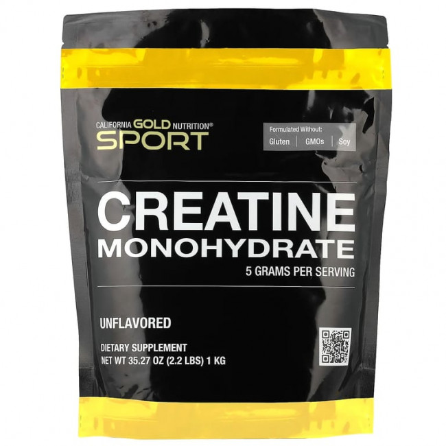 California Gold Nutrition, Sport, моногидрат креатина, с нейтральным вкусом, 1 кг (2,2 фунта) California Gold Nutrition, Sport, моногидрат креатина, с нейтральным вкусом, 1 кг (2,2 фунта)