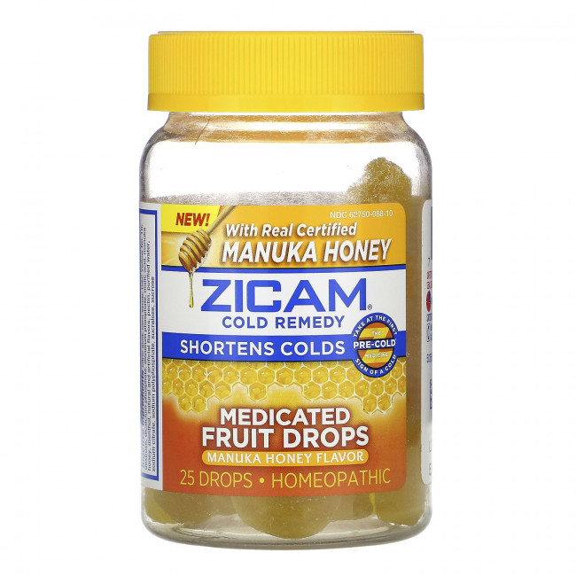 Zicam, Средство от простуды, лечебные фруктовые капли, мед манука, 25 капель Zicam, Средство от простуды, лечебные фруктовые капли, мед манука, 25 капель