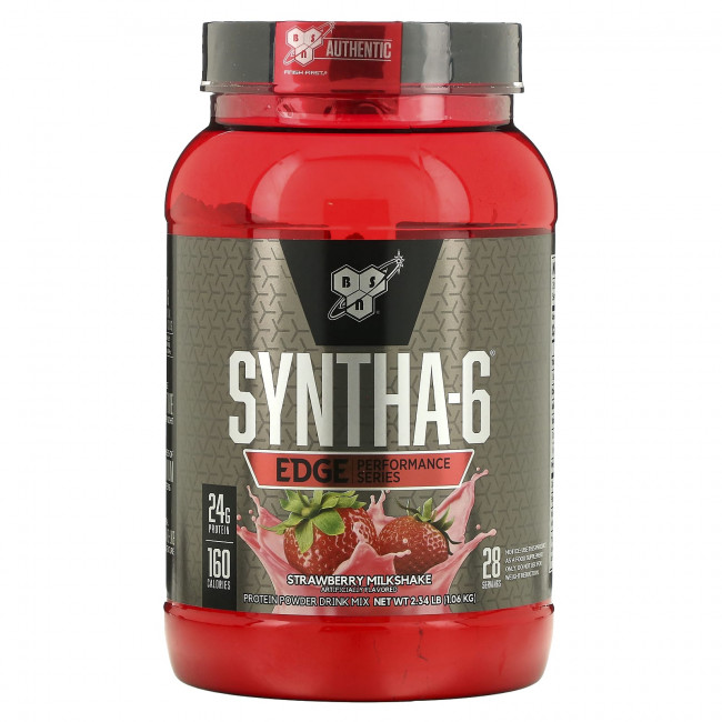 BSN, Syntha-6 Edge, протеиновая смесь для приготовления напитка, клубничный молочный коктейль, 1,06 кг (2,34 фунта) BSN, Syntha-6 Edge, протеиновая смесь для приготовления напитка, клубничный молочный коктейль, 1,06 кг (2,34 фунта)