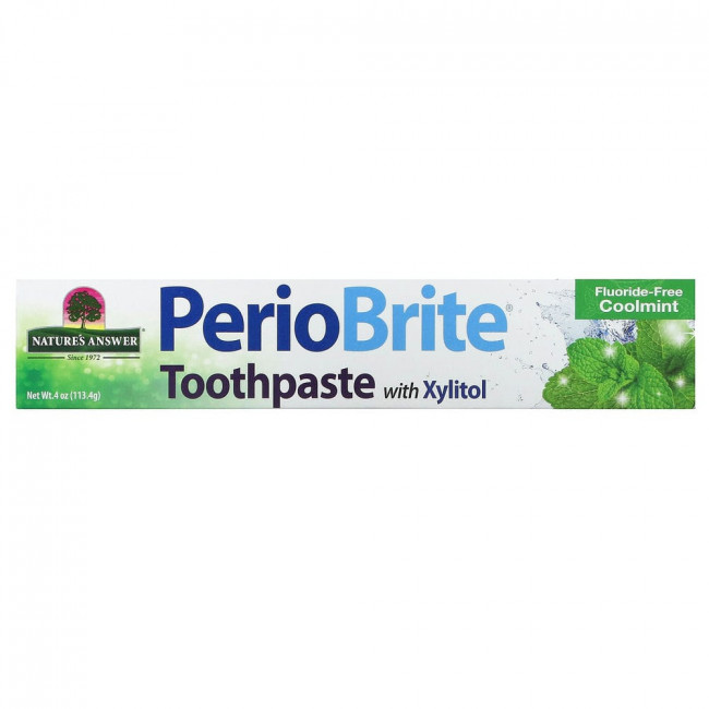 Nature's Answer, PerioBrite, натуральная осветляющая зубная паста с коэнзимом Q10 и фолиевой кислотой, холодящая мята, 113,4 г (4 унции) Nature's Answer, PerioBrite, натуральная осветляющая зубная паста с коэнзимом Q10 и фолиевой кислотой, холодящая мята, 113,4 г (4 унции)