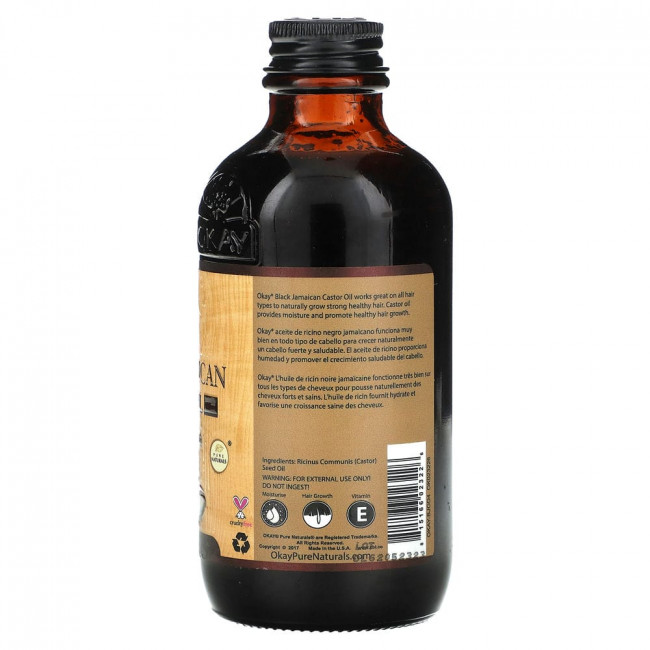 Okay Pure Naturals, Черное ямайское касторовое масло, оригинальное темное, 118 мл (4 жидк. Унции)