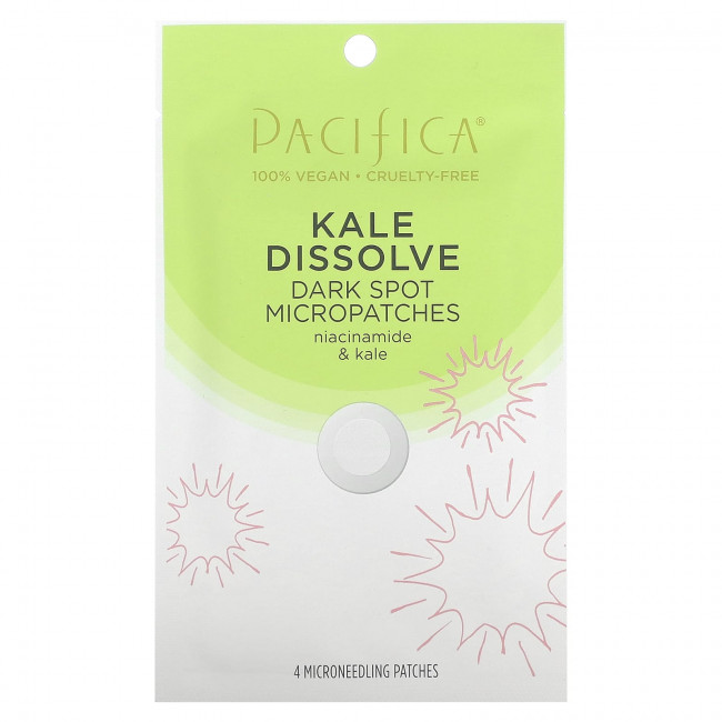 Pacifica, Kale Dissolve, микропатрицы с темными пятнами, 4 пластыря для микроиглы Pacifica, Kale Dissolve, микропатрицы с темными пятнами, 4 пластыря для микроиглы