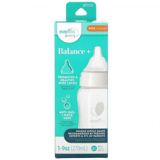 Evenflo Feeding, Balance + Bottle, широкая, для детей от 0 месяцев, для медленного приема, 270 мл (9 унций) Evenflo Feeding, Balance + Bottle, широкая, для детей от 0 месяцев, для медленного приема, 270 мл (9 унций)