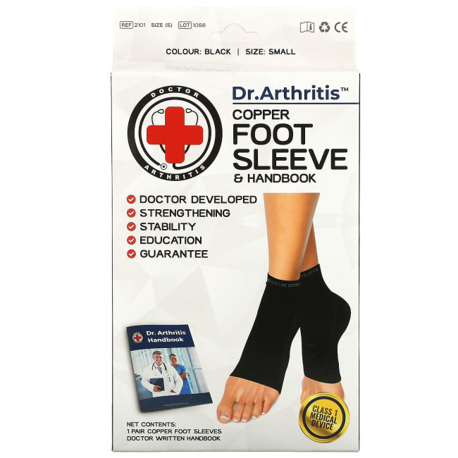 Doctor Arthritis, Медный футляр для ног и руководство, маленький, черный, 1 пара Doctor Arthritis, Медный футляр для ног и руководство, маленький, черный, 1 пара